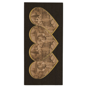 Vintage Romance couple, man and woman love Wood Flash Drive