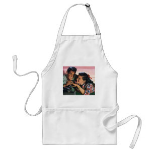 Vintage Romance, High School Sweethearts in Love Adult Apron