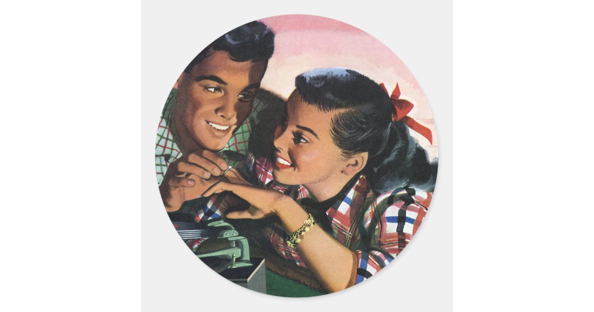 Vintage Valentine's Day, Retro Love and Romance Sticker, Zazzle