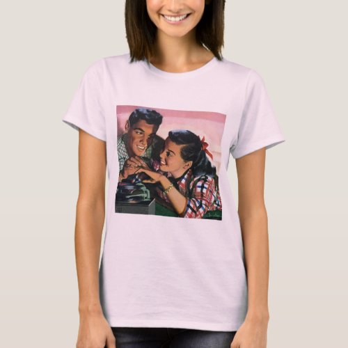Vintage Romance High School Sweethearts in Love T_Shirt