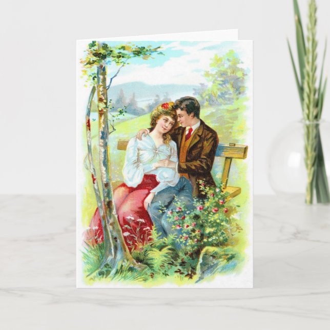 Vintage Romance In The Park Valentine's Day Card (Front)