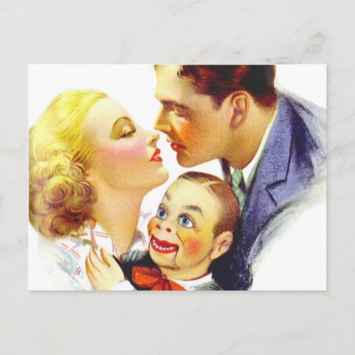 Vintage Romance Kissing Threes a Crowd Postcard