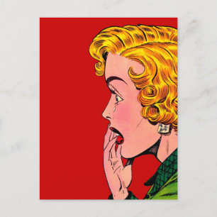 Vintage Romance Novel Girl Comic Art Postcard