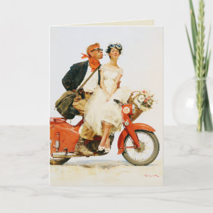 Vintage Romance on a Red Scooter Card