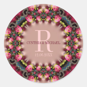 Vintage Romance Roses Wedding Keepsake Classic Round Sticker