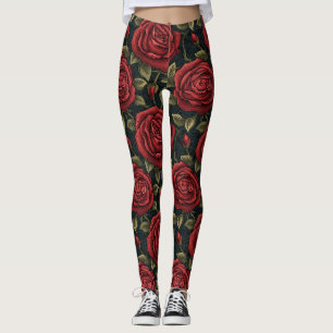 Vintage Romance: William Morris Red Rose Tapestry Leggings