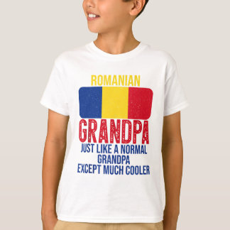 Vintage Romanian Grandpa Romania Flag for Father's T-Shirt
