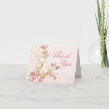 Vintage Romantic Birds In Love Thank You Card by jardinsecret at Zazzle