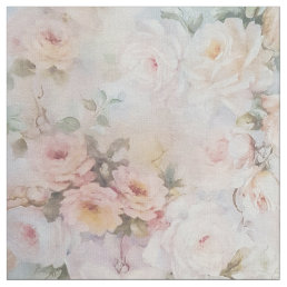 Vintage romantic blush pink ivory roses floral fabric