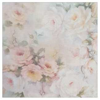 Vintage romantic blush pink ivory roses floral fabric