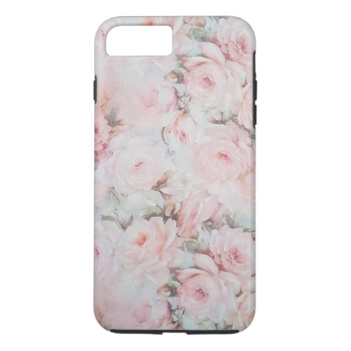 Vintage romantic blush pink teal elegant roses iPhone 8 plus7 plus case