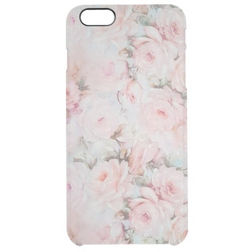 Vintage romantic blush pink teal elegant roses clear iPhone 6 plus case