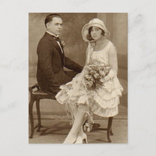 Vintage Romantic Bride and Groom Photos Postcard