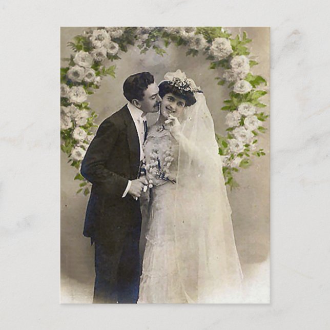 Vintage Romantic Bride and Groom Photos Postcard (Front)
