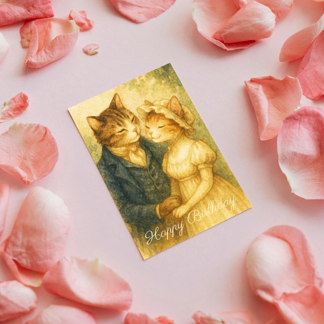 Vintage Romantic Cat Pride and Prejudice Birthday Card (Creator Uploaded)