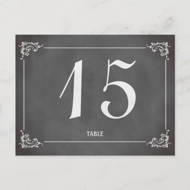 Vintage romantic chalkboard wedding table number (Front)