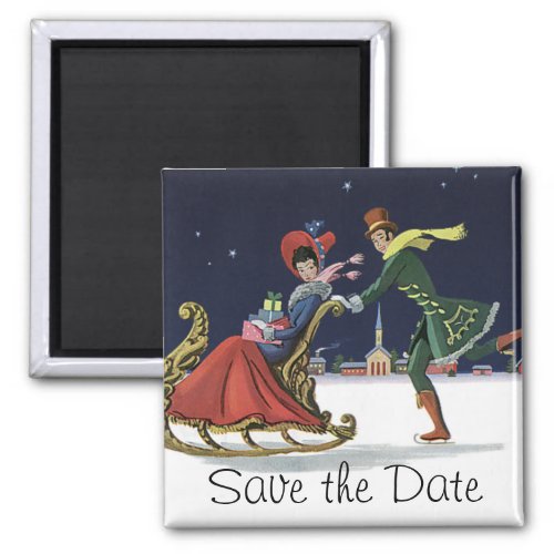 Vintage Romantic Christmas Love Save the Date Magnet