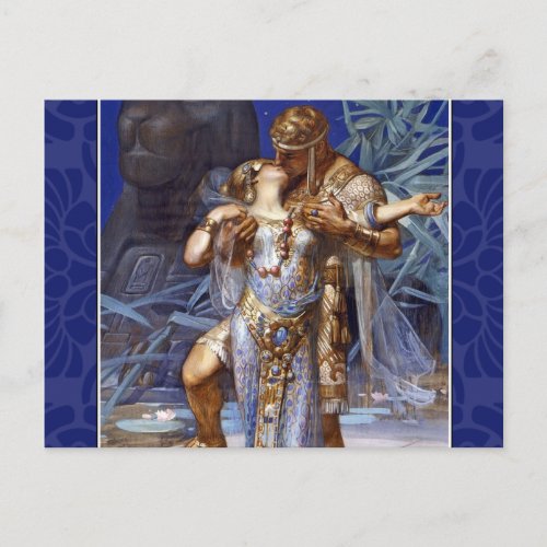 Vintage Romantic Couple Anthony and Cleopatra Kiss Postcard