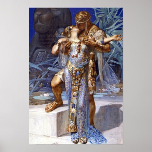 Vintage Romantic Couple Anthony and Cleopatra Kiss Poster