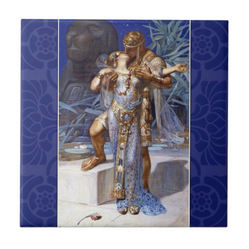 Vintage Romantic Couple Anthony and Cleopatra Kiss Tile