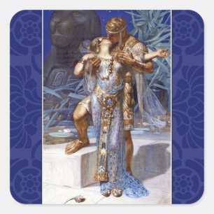 vintage romantic couple anthony cleopatra classic square sticker