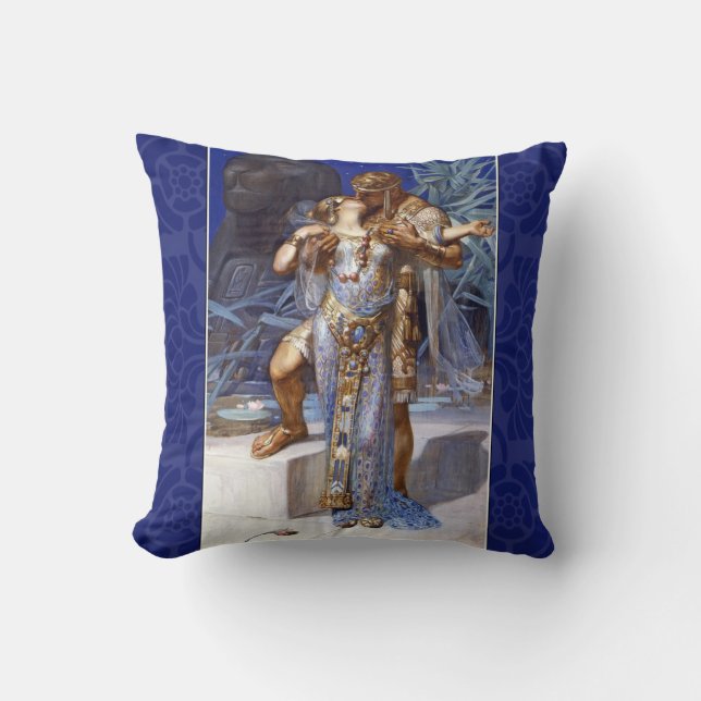 vintage romantic couple anthony cleopatra classic throw pillow (Front)