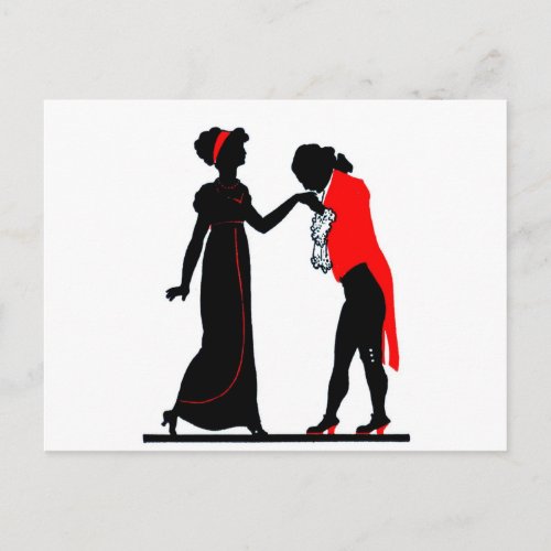 Vintage Romantic Couple Courtship Silhouette Postcard