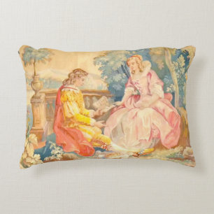 Vintage Romantic Couple Reading a Book Accent Pillow