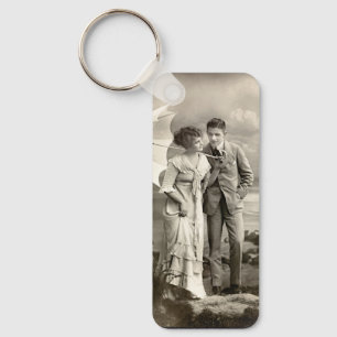 Vintage Romantic Couple with Parasol Keychain
