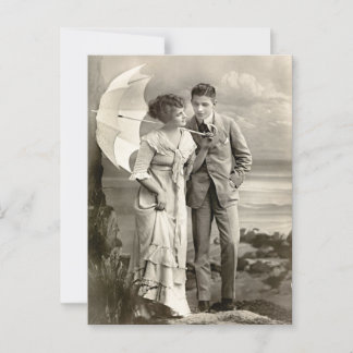 Vintage Romantic Couple with Parasol Postcard