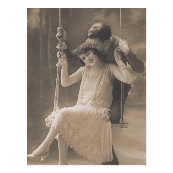 Vintage Romantic Couples Cards and Gifts   Flapper Postcard