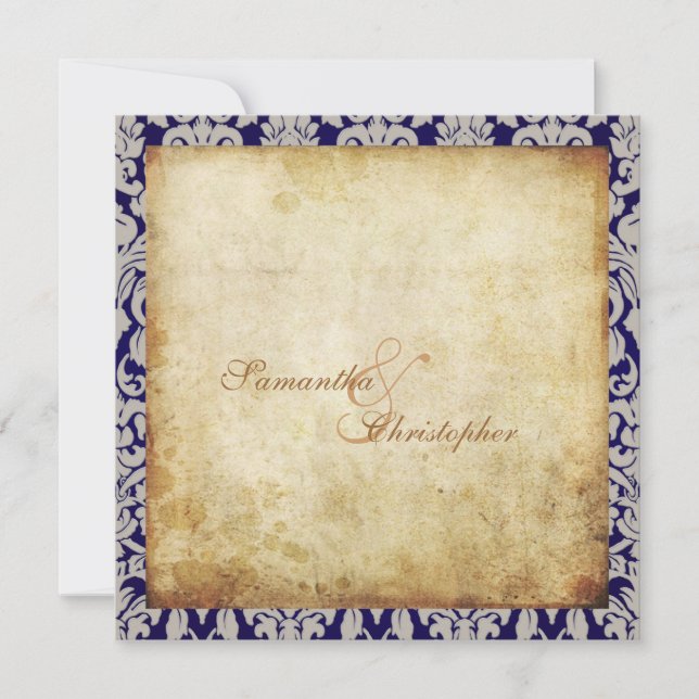Vintage + Romantic Damask Custom request Invitation (Front)