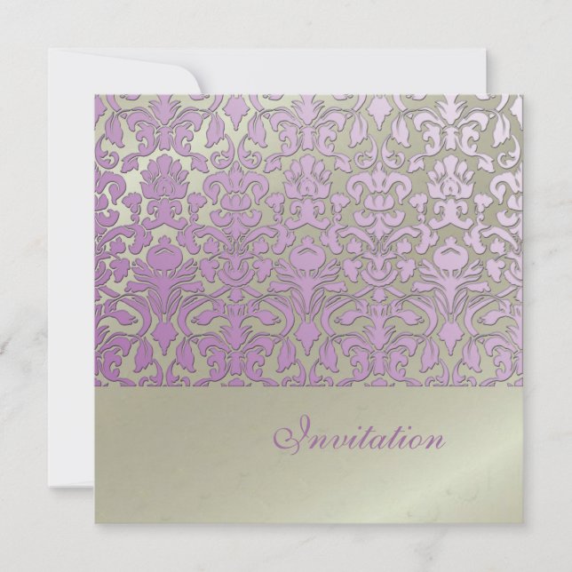 Vintage + Romantic Damask Wedding Invitations (Front)