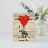 Vintage romantic elephant save the date announcement postcard (Standing Front)