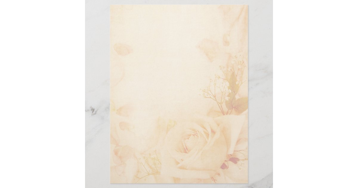 Rust Roses Letter Head Vintage Romantic Faded Rose Parchment Letterhead | Zazzle