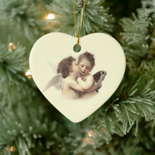 Vintage Romantic First Kiss Couple's Keepsake Ceramic Ornament
