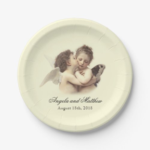 Vintage Romantic First Kiss Paper Plates