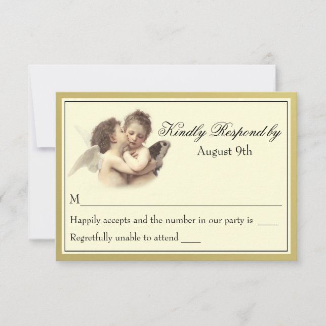 Vintage Romantic First Kiss RSVP (Front)