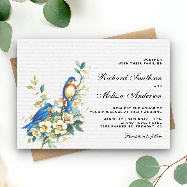 Vintage Romantic Floral Birds Wedding Invitation (Creator Uploaded)