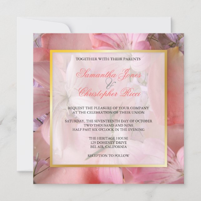 Vintage + Romantic Floral Wedding Invitations (Front)
