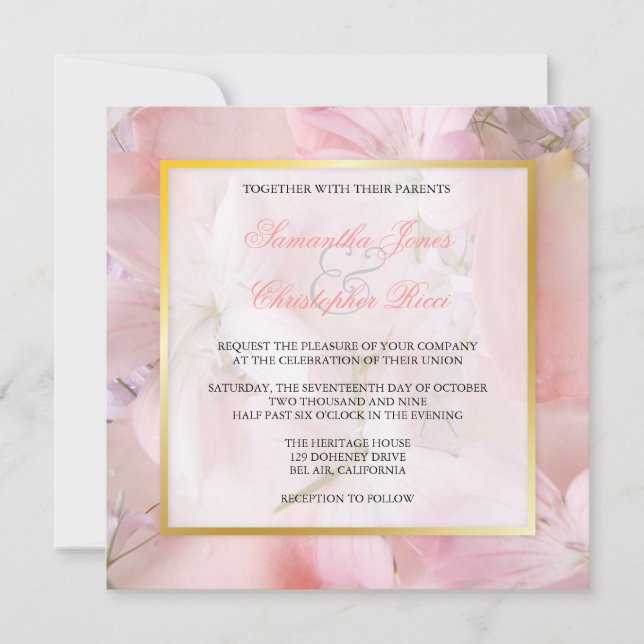 Vintage + Romantic Floral Wedding Invitations (Front)