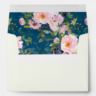 Vintage Romantic Florals in Blue Bridal Shower  Envelope