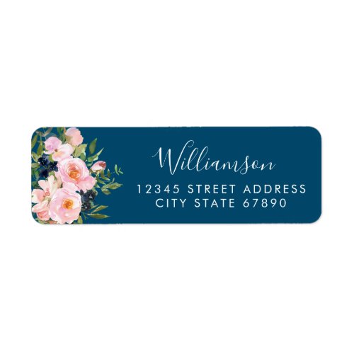 Vintage Romantic Florals in Blue Return Address Label