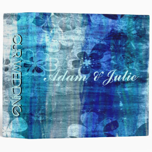 Vintage romantic flower wood wedding or photo book 3 ring binder