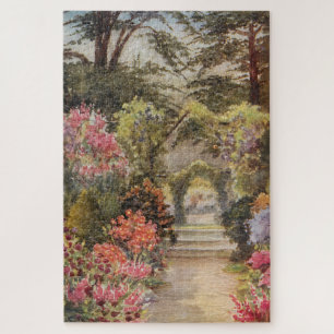 Vintage Romantic Garden Path in Spring Jigsaw Puzzle