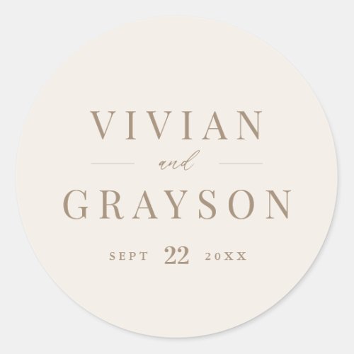 Vintage Romantic Gold and Ivory Wedding Classic Round Sticker