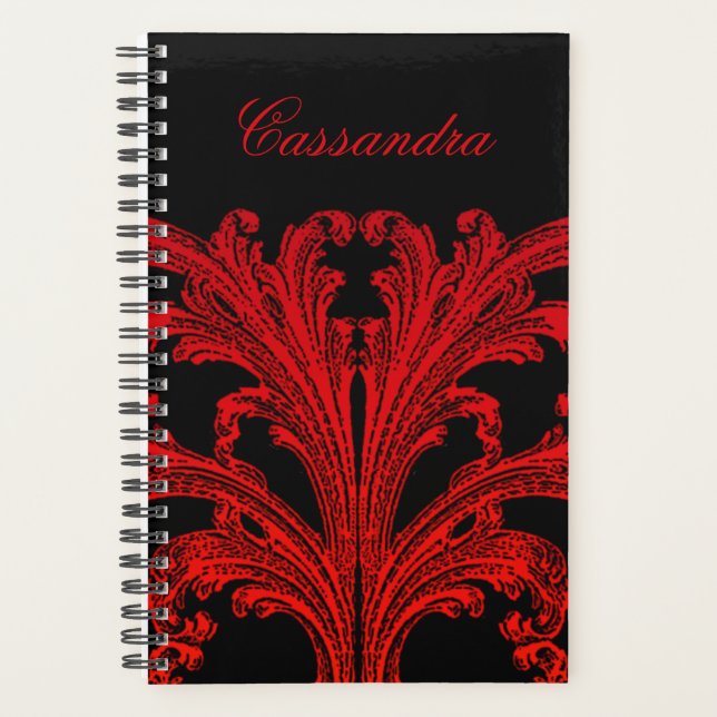 Vintage Romantic Goth in Blood Red Personailized Planner (Front)