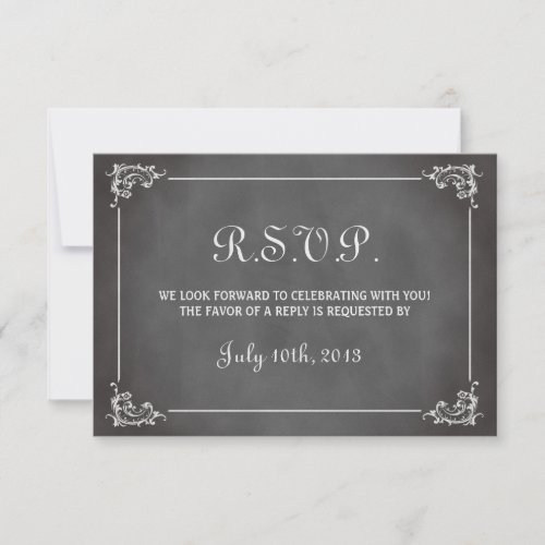 Vintage romantic gray chalkboard wedding response