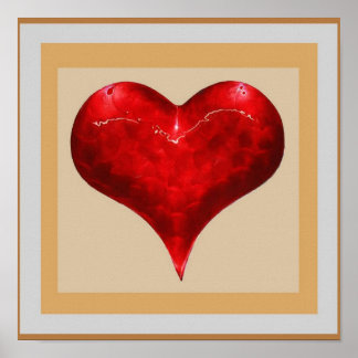 VINTAGE Romantic HEART : Jewel like Red  3D Shape Poster