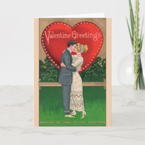 Vintage Romantic Kiss Valentine Greeting Card
